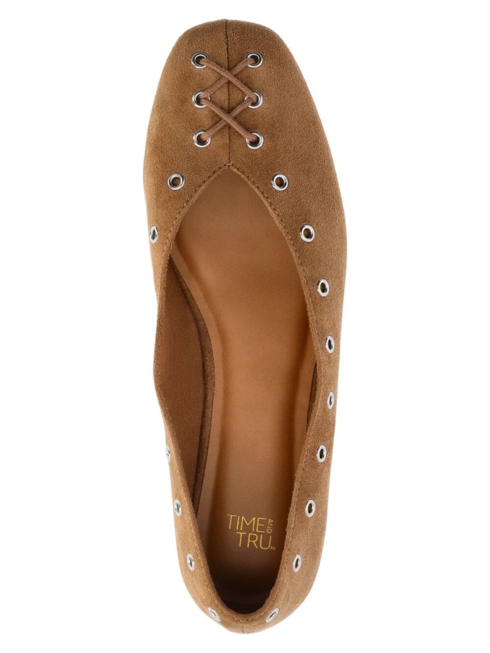 Time and Tru Faux Microsuede Corset Ballet Flats Lace Up